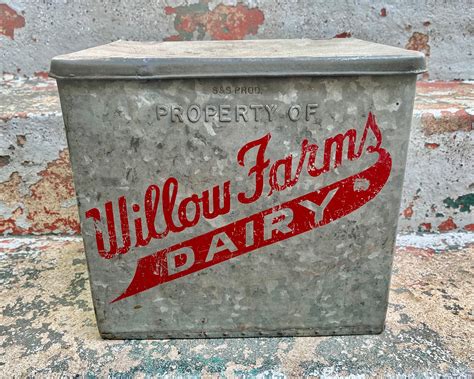 vintage metal milk box